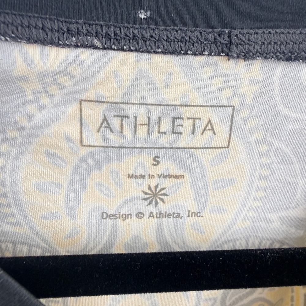 Athleta Pacifica Rashguard Long Sleeve Paisley Mandala Black Yellow 268486 S - Picture 5 of 9